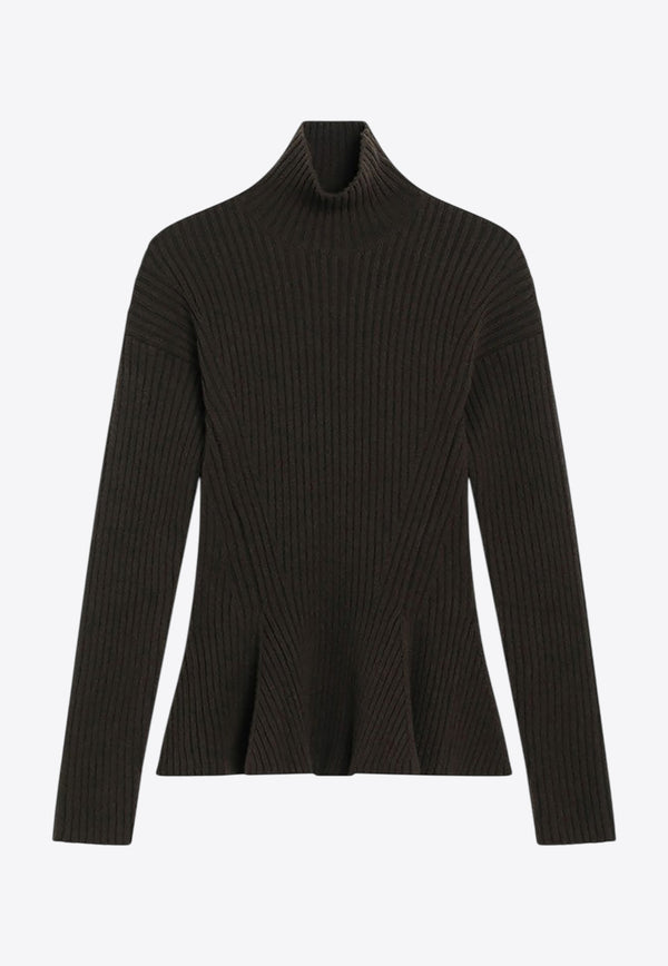 Max Mara Bolsena Turtleneck Peplum Sweater Green BOLSENA1234WO/R_MAXM-006