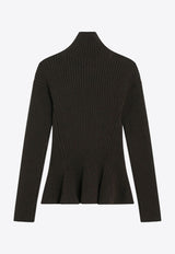 Max Mara Bolsena Turtleneck Peplum Sweater Green BOLSENA1234WO/R_MAXM-006