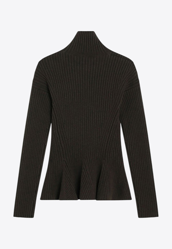 Max Mara Bolsena Turtleneck Peplum Sweater Green BOLSENA1234WO/R_MAXM-006