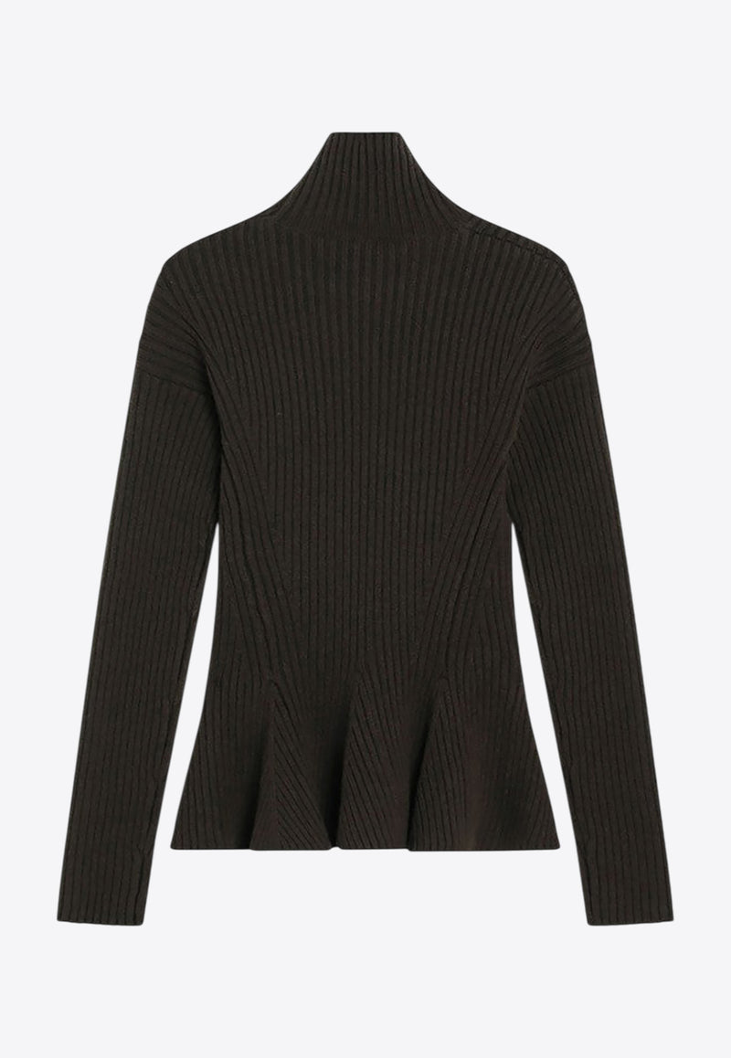 Max Mara Bolsena Turtleneck Peplum Sweater Green BOLSENA1234WO/R_MAXM-006