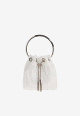 Jimmy Choo Bon Bon Sequined Top Handle Bag Ivory BON BON DRR IVORY/SILVER