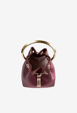 Jimmy Choo Bon Bon Satin Top Handle Bag Bordeaux BON BON FUQ DEEP MERLOT/LIGHT GOLD