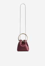 Jimmy Choo Bon Bon Satin Top Handle Bag Bordeaux BON BON FUQ DEEP MERLOT/LIGHT GOLD