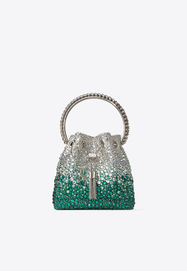 Crystal-Embellished Bon Bon Bucket Bag Jimmy Choo BON BON XDR EMERALD/SILVER