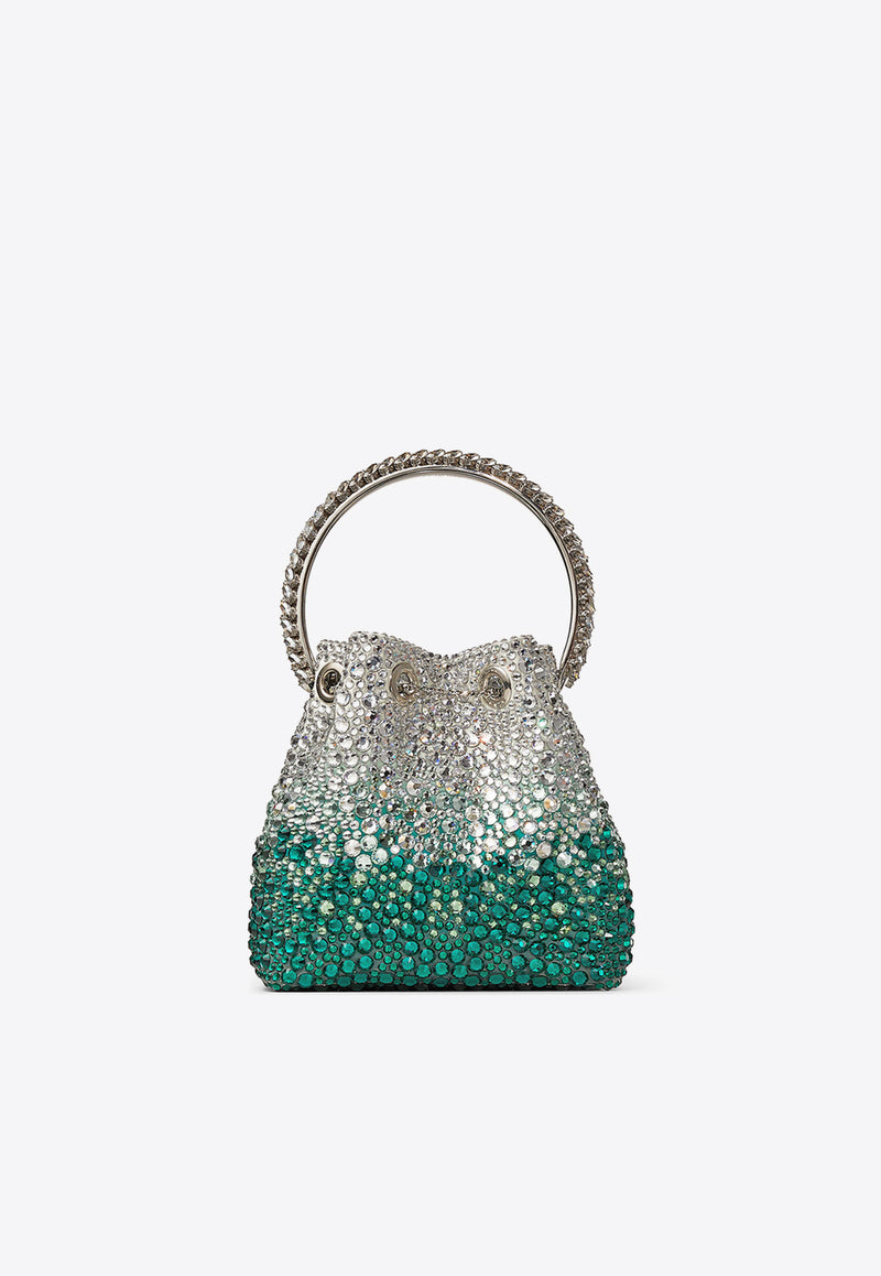 Crystal-Embellished Bon Bon Bucket Bag Jimmy Choo BON BON XDR EMERALD/SILVER