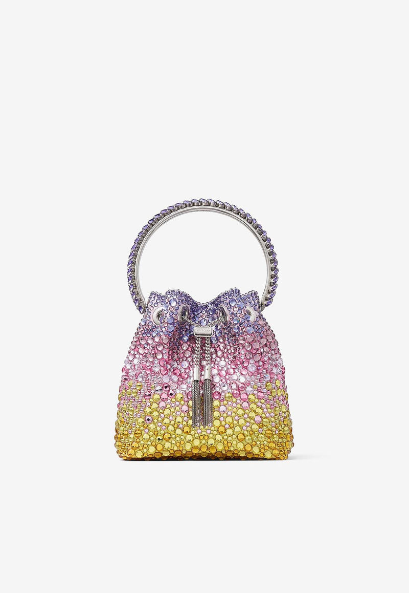 Jimmy Choo Bon Bon Crystal-Embellished Top Handle Bag BON BON XDR SUNSET MIX