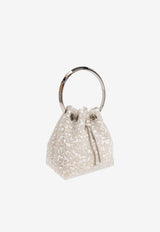 Jimmy Choo Bon Bon Glittered Top Handle Bag Ivory BON BON ZGZ IVORY/SILVER