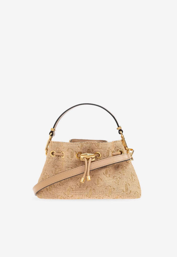 Jimmy Choo Small Bon Bon Logo-Embellished Shoulder Bag BON BON BCKTE/WSMIRQ NATURAL/CAPPUCCINO/GOLD