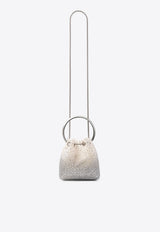 Jimmy Choo Bon Bon Crystal Mesh Bucket Bag White BON BON VUQ WHITE/CRYSTAL