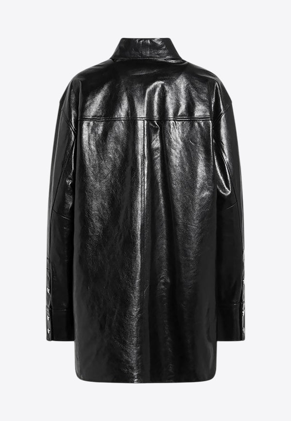 Sportmax Borel Leather Shirt Jacket Black BORELLE/R_SPORM-002