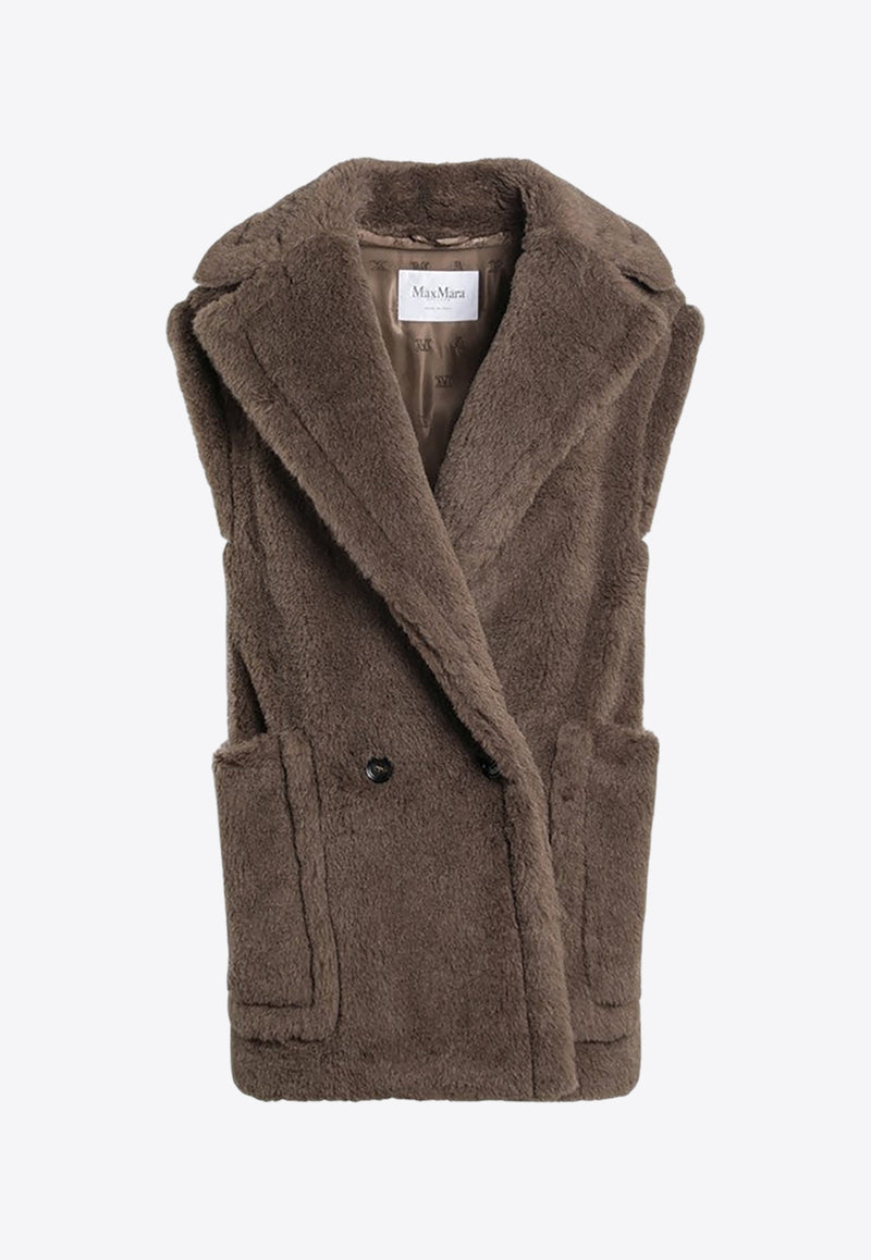 Max Mara Bormida Double-Breasted Teddy Vest Brown BORMIDA1234FU/R_MAXM-004