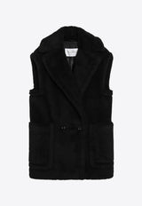 Max Mara Bormida Double-Breasted Teddy Vest Black BORMIDA1234WO/R_MAXM-008