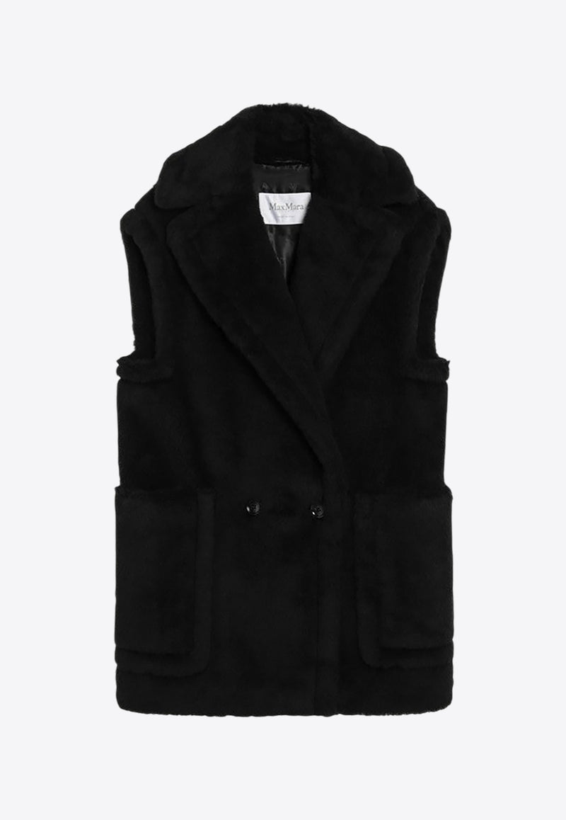 Max Mara Bormida Double-Breasted Teddy Vest Black BORMIDA1234WO/R_MAXM-008