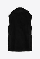 Max Mara Bormida Double-Breasted Teddy Vest Black BORMIDA1234WO/R_MAXM-008