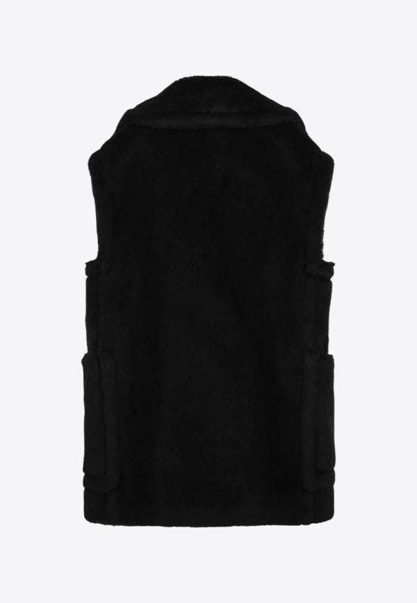 Max Mara Bormida Double-Breasted Teddy Vest Black BORMIDA1234WO/R_MAXM-008