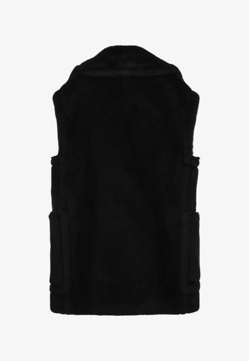 Max Mara Bormida Double-Breasted Teddy Vest Black BORMIDA1234WO/R_MAXM-008