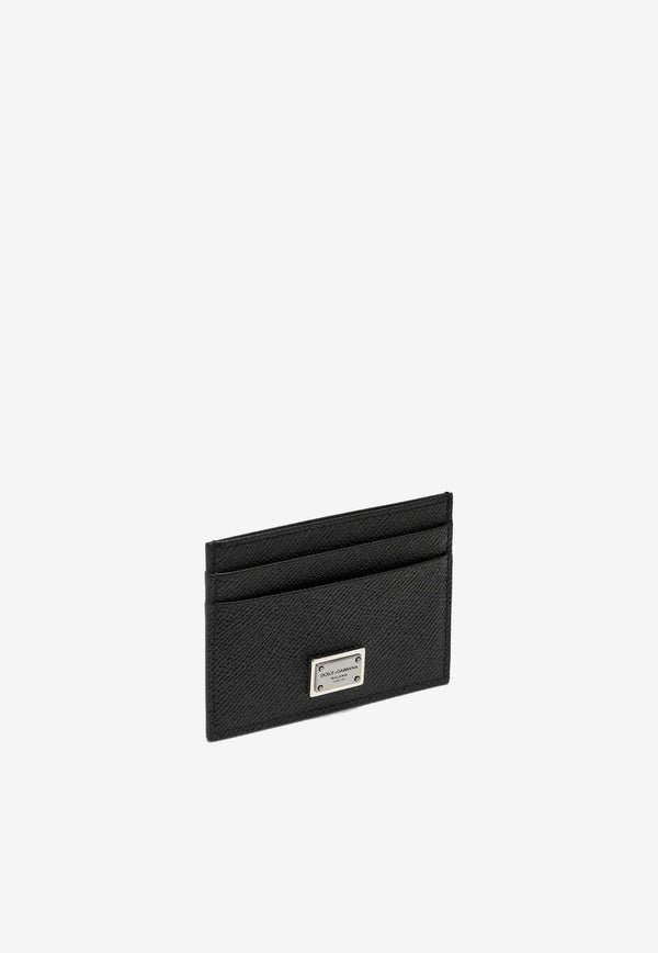 Dolce & Gabbana Logo Plaque Dauphine Leather Cardholder Black BP0330AG219/Q_DOLCE-80999