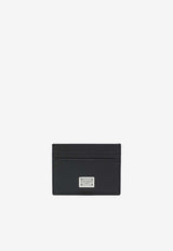 Dolce & Gabbana Logo Plaque Dauphine Leather Cardholder Black BP0330AG219/S_DOLCE-80999