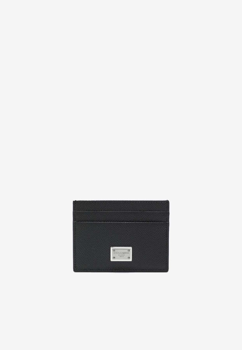 Dolce & Gabbana Logo Plaque Dauphine Leather Cardholder Black BP0330AG219/S_DOLCE-80999
