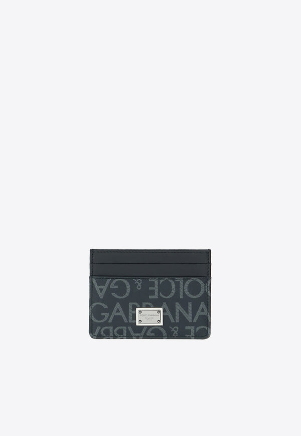 Dolce & Gabbana Logo Jacquard Leather Cardholder Gray BP0330_AJ705_8B969