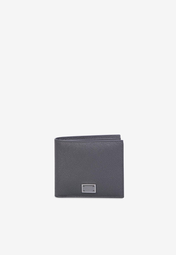Dolce & Gabbana Logo Plate Leather Bi-Fold Wallet Gray BP1321 AG219 8H708