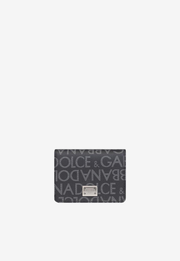 Dolce & Gabbana Logo Jacquard Bi-Fold Wallet Beige BP1643 AJ705 8B969