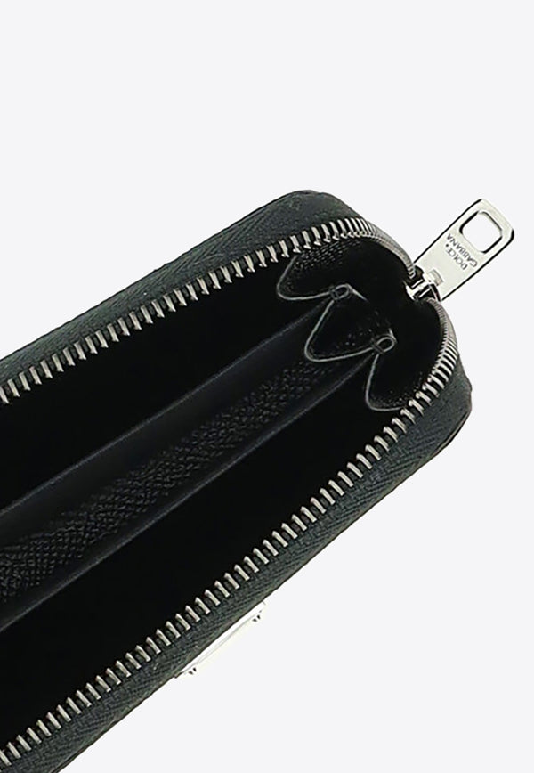 Dolce & Gabbana Logo Plate Zip-Around Wallet Black BP2522_AG219_80999