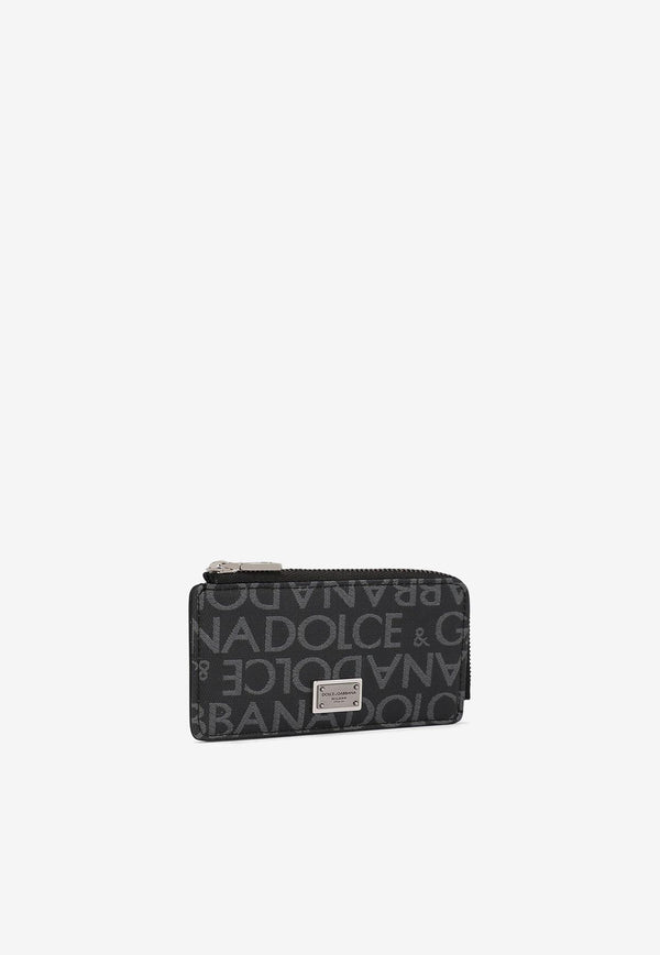 Dolce & Gabbana Logo Jacquard Zipped Cardholder Black BP3274 AJ705 8B969