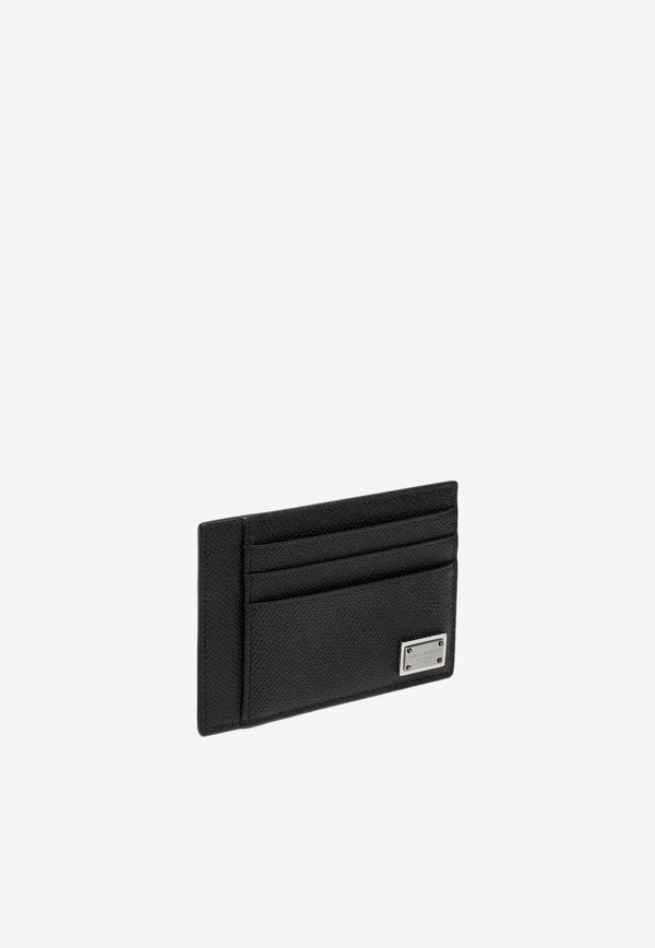 Dolce & Gabbana Logo Plaque Dauphine Leather Cardholder Black BP3325AG219/Q_DOLCE-80999