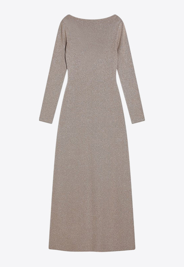 Max Mara Pianoforte Bracco Deep V-back Maxi Dress Taupe BRACCOCO/R_MAXMP-001