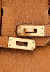 Birkin 25 Verso in Caramel and Jaune Ambre Chevre Leather with Brushed Gold Hardware