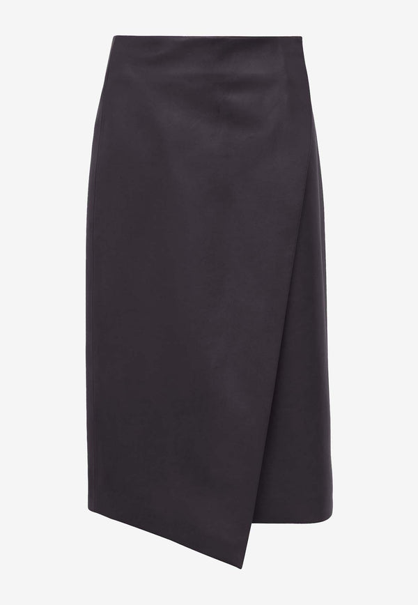 The Frankie Shop Hedi Leather Midi Skirt Purple BSKHEDILE02870PLUM