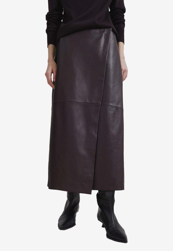 The Frankie Shop Hedi Leather Midi Skirt Purple BSKHEDILE02870PLUM