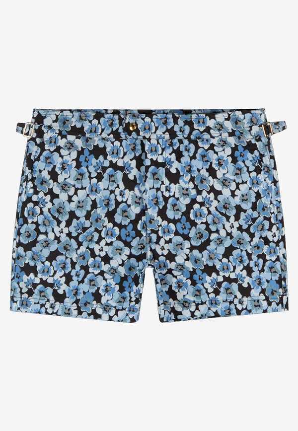 Tom Ford Floral Print Swim Shorts BSS001-FMN058S25 ZBLBL Blue
