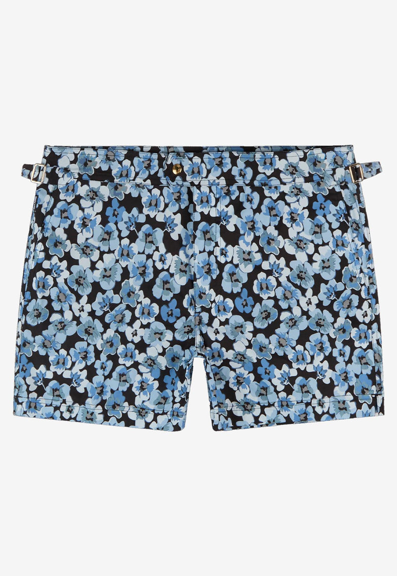 Tom Ford Floral Print Swim Shorts BSS001-FMN058S25 ZBLBL Blue