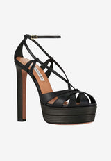 Aquazzura Bonita 130 Leather Platform Sandals Black BTAHIGB0-CFI000 BLACK