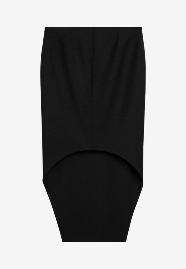 Givenchy Asymmetrical Wool Midi Skirt Black BW40TH100H/O_GIV-001