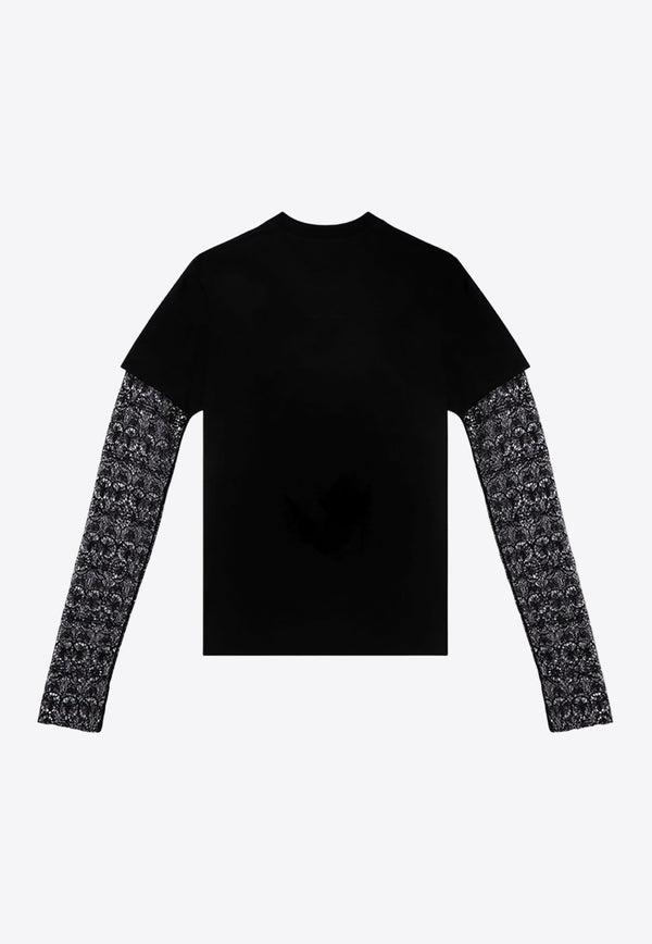 Givenchy Overlapping Lace Long-Sleeved T-shirt Black BW70C93YNL/P_GIV-001