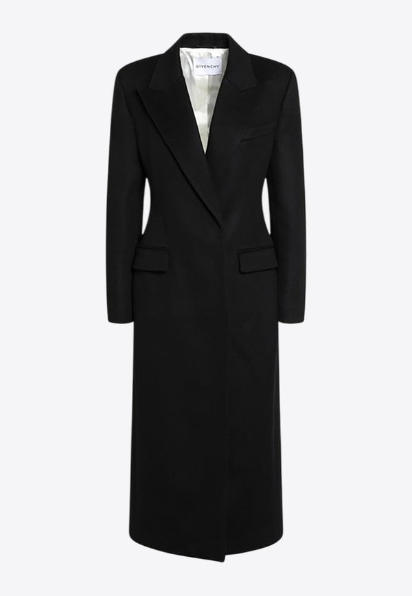 Givenchy Wool Single-Breasted Long Coat Black BWC0DW166V/R_GIV-001