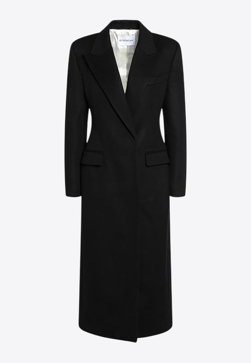 Givenchy Wool Single-Breasted Long Coat Black BWC0DW166V/R_GIV-001