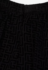 Balmain Kids Girls Monogram Velvet Dress Black BX1D61-K0259_BLACK