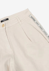 Balmain Kids Girls Logo Side Band Pants Beige BX6B70-D0039_BEIGE