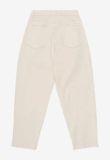 Balmain Kids Girls Logo Side Band Pants Beige BX6B70-D0039_BEIGE
