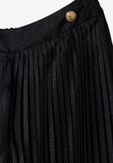 Balmain Kids Girls Monogram Jacquard Velvet Skirt Black BX6B90-S0214_BLACK
