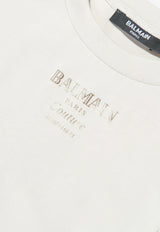 Balmain Kids Girls Logo Ruffled Top Beige BX8A10-Z3186_BEIGE