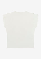 Balmain Kids Girls Logo Ruffled Top Beige BX8A10-Z3186_BEIGE
