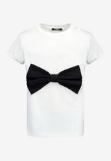 Balmain Kids Girls Crewneck T-shirt with Maxi Bow White BX8B51-Z3186_WHITE BLAC