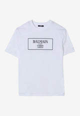 Balmain Kids Boys Logo Print T-shirt White BX8P51-Z3186_WHITE BLAC