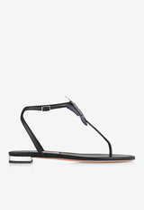 Aquazzura Babylon Butterfly Applique Flat Sandals BYLFLAS0-NAP000 BLACK