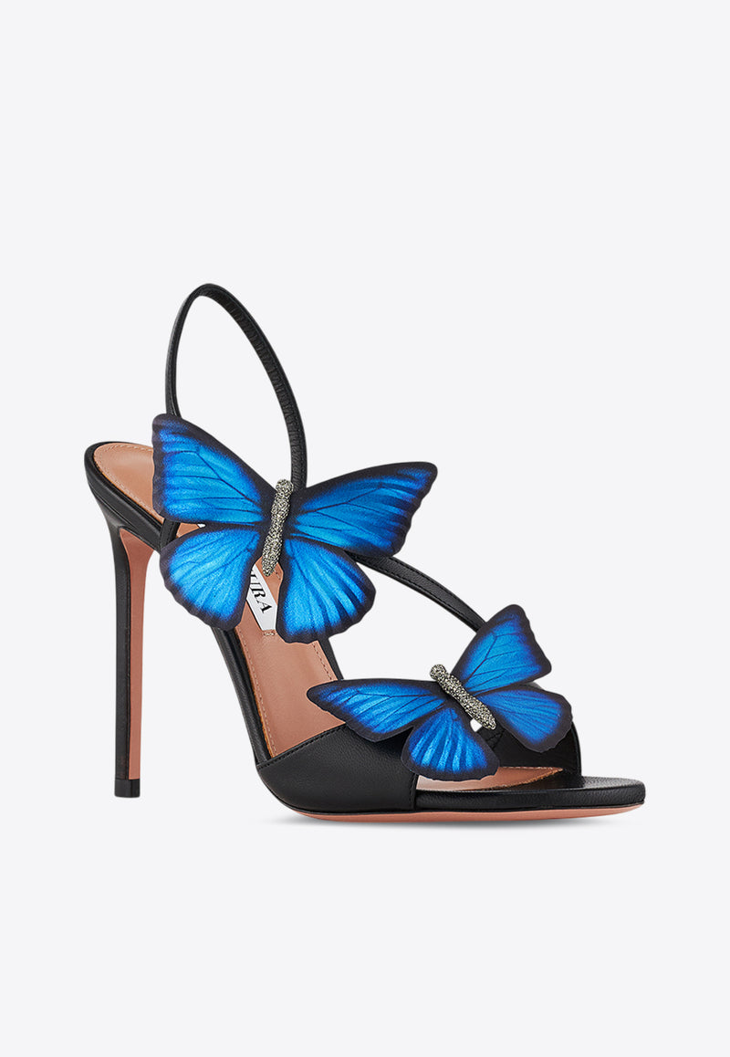 Aquazzura Babylon 105 Butterfly Applique Sandals BYLHIGS0-NAP-000 Black